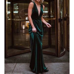 BHLDN Jenny Yoo Logan Velvet Dress Emerald